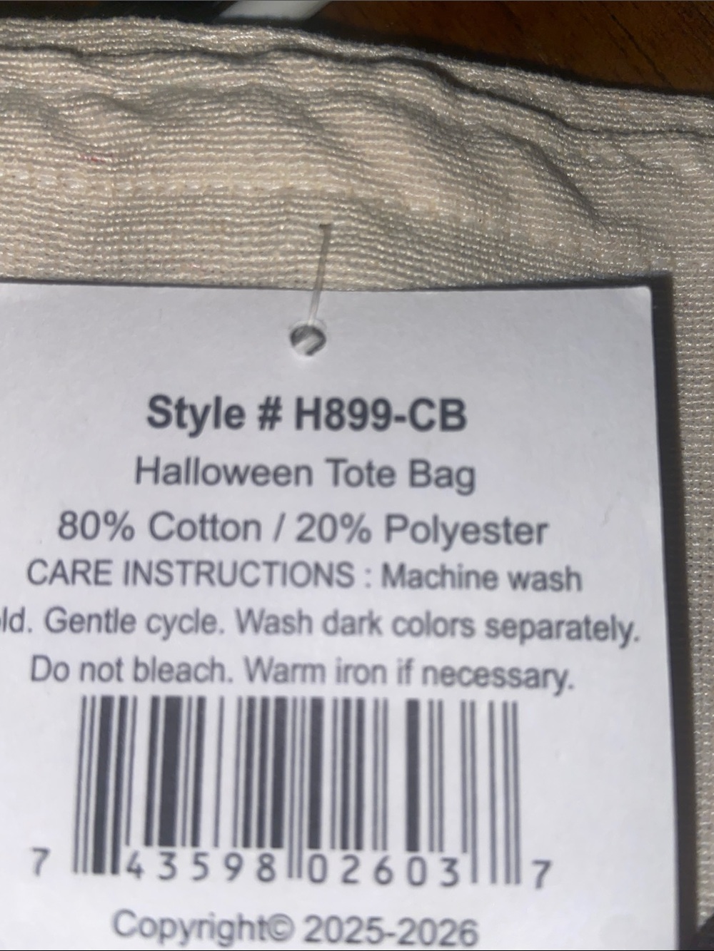 Boo Crew Canvas Tote Bag - Cream with Pink, Red & Yellow Ghosts - Picture 3 of 3